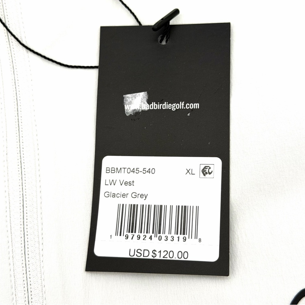 NWT New Bad Birdie Men's Kinetic Wind Vest Size XL Glacier Grey Golf Shirt - Picture 6 of 6